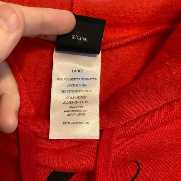 Disney Minnie Mouse Hoodie Womens Large Red Jerry Leigh Design Soft NWOT - Picture 4 of 10